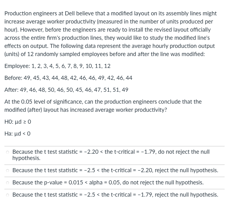 Production engineers at Dell believe that a