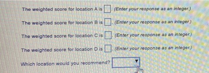 Calculate the weighted score for each location