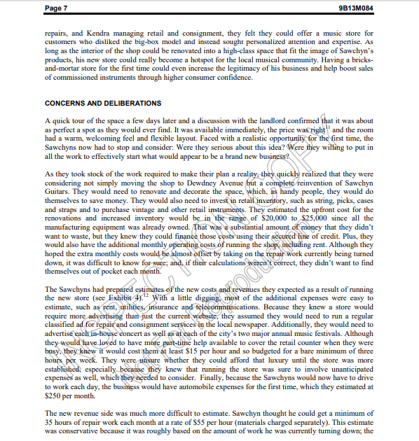 Sawchyn Guitars Case Study Questions: Who are the