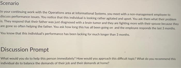 Scenario In your continuing work with the