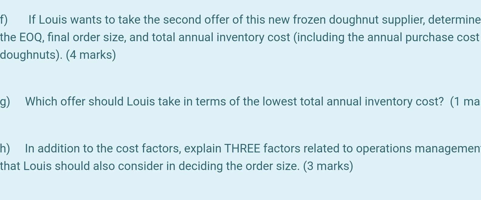 Question 3 - about EOQ and price break (Total 20