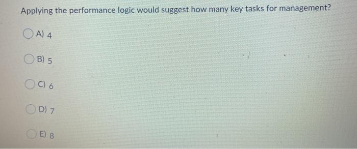 Applying the performance logic would suggest how