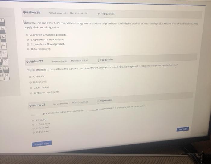 Question 26 Notywered Merred to Flag question 7