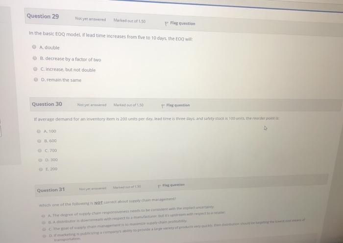 Question 26 Notywered Merred to Flag question 7