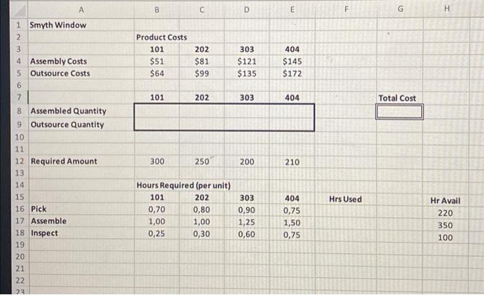 A B 00 c D E F G H 404 1 Smyth Window 2 3 4