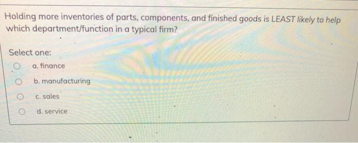 will upvote Holding more inventories of parts,