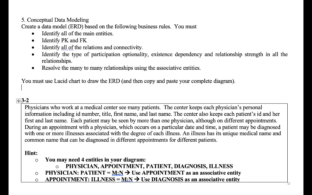 5. Conceptual Data Modeling Create a data model