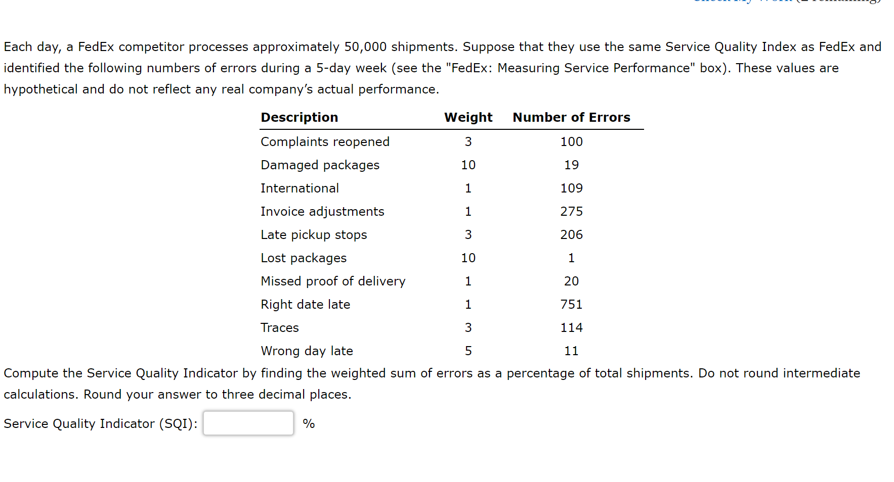 Each day, a FedEx competitor processes