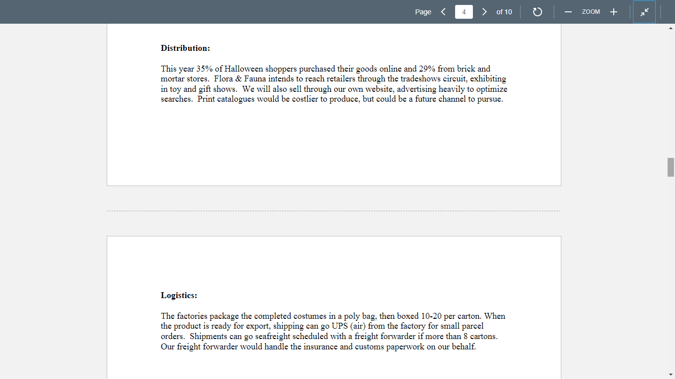 IMPORT/EXPORT MARKETING PLAN: "Exporting a unique