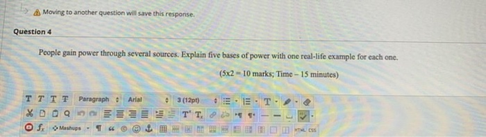 Moving to another question will save this