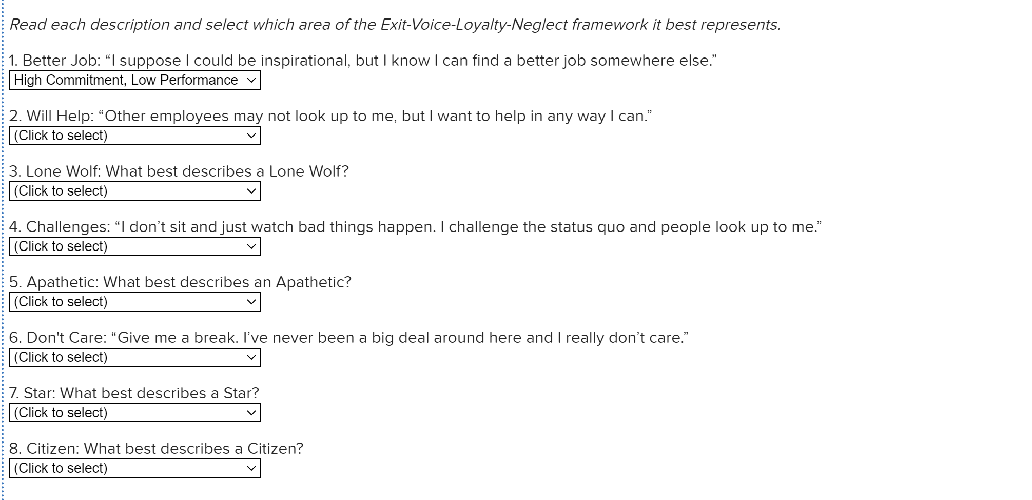 Low commitment, high performance high commitment,