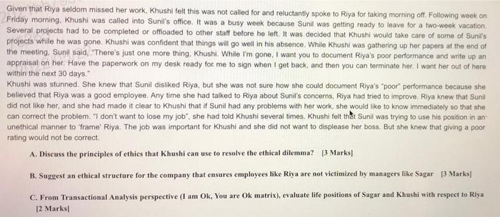 Solve it 2 Khushi is the office manager for a