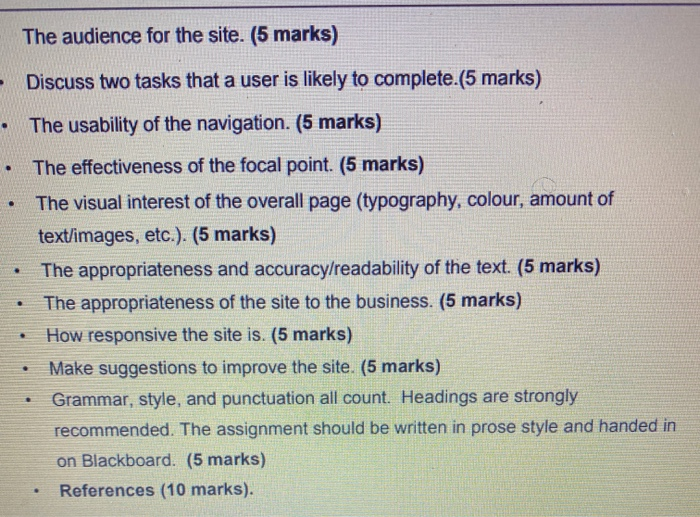 The audience for the site. (5 marks) Discuss two