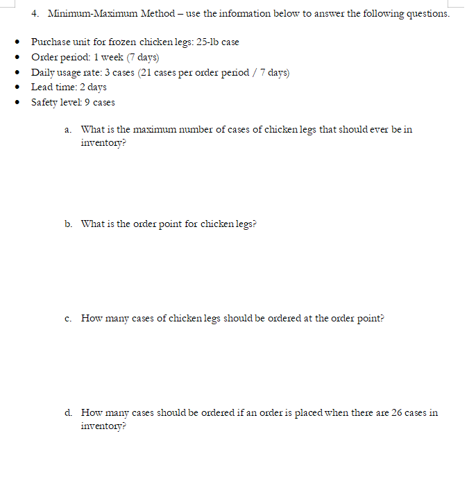 Minimum-Maximum Method 4. Minimum-Maximum Method
