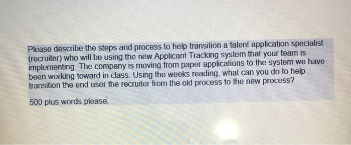 Please describe the steps and process to help