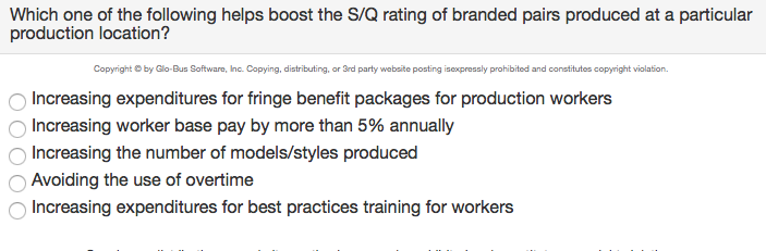 Which one of the following helps boost the S/Q