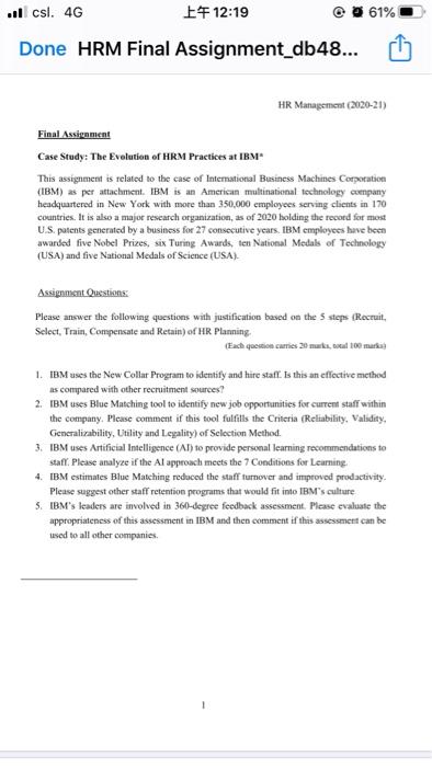 ..llcsl. 4G EF 12:19 61% Done HRM Final