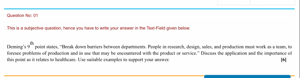 Question No: 01 This is a subjective question,