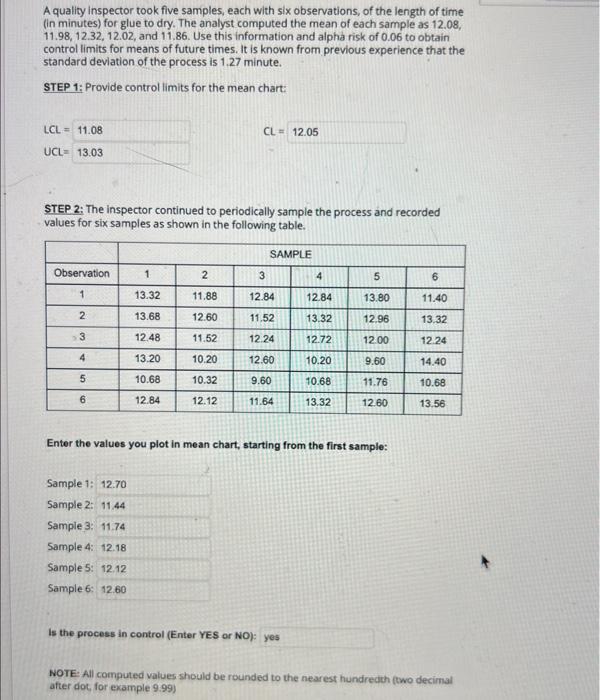is this correct ? A quality inspector took five