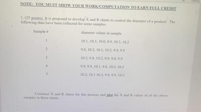 Eating NOTE: YOU MUST SHOW YOUR WORK COMPUTATION