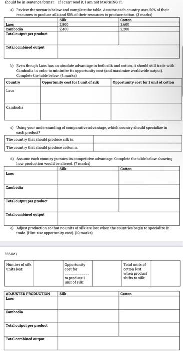 should be in sentence format. I can't read it I