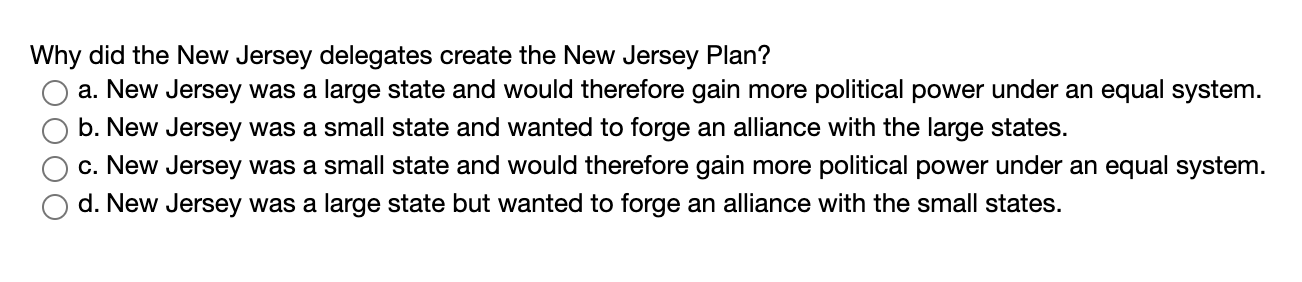 Why did the New Jersey delegates create the New