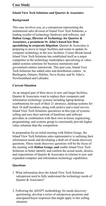 Case Study Island View Tech Solutions and Quarter