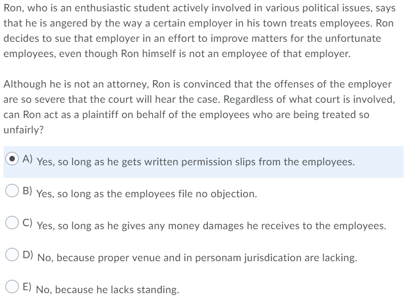 Ron, who is an enthusiastic student actively