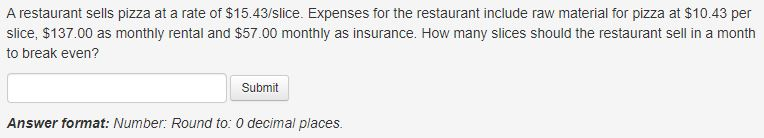 A restaurant sells pizza at a rate of