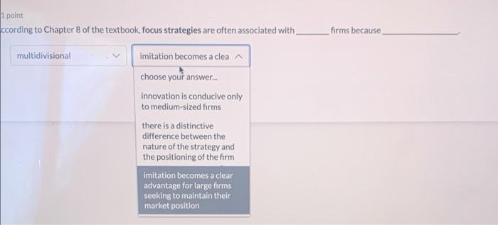 22 1 point According to Chapter 8 of the