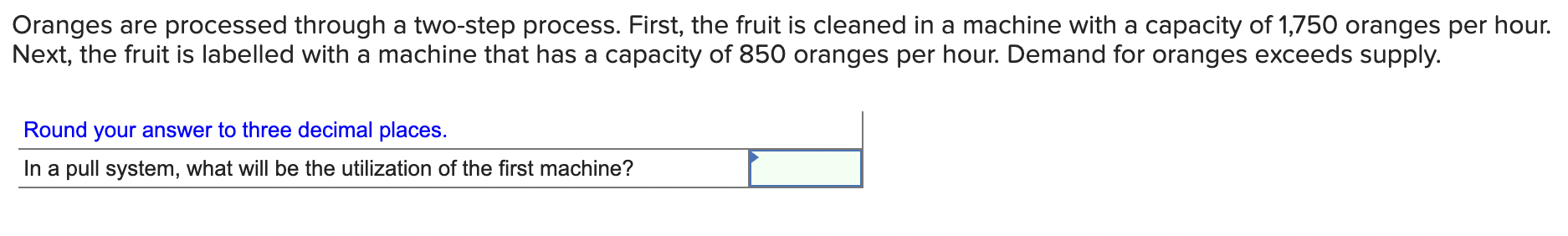 Oranges are processed through a two-step process.