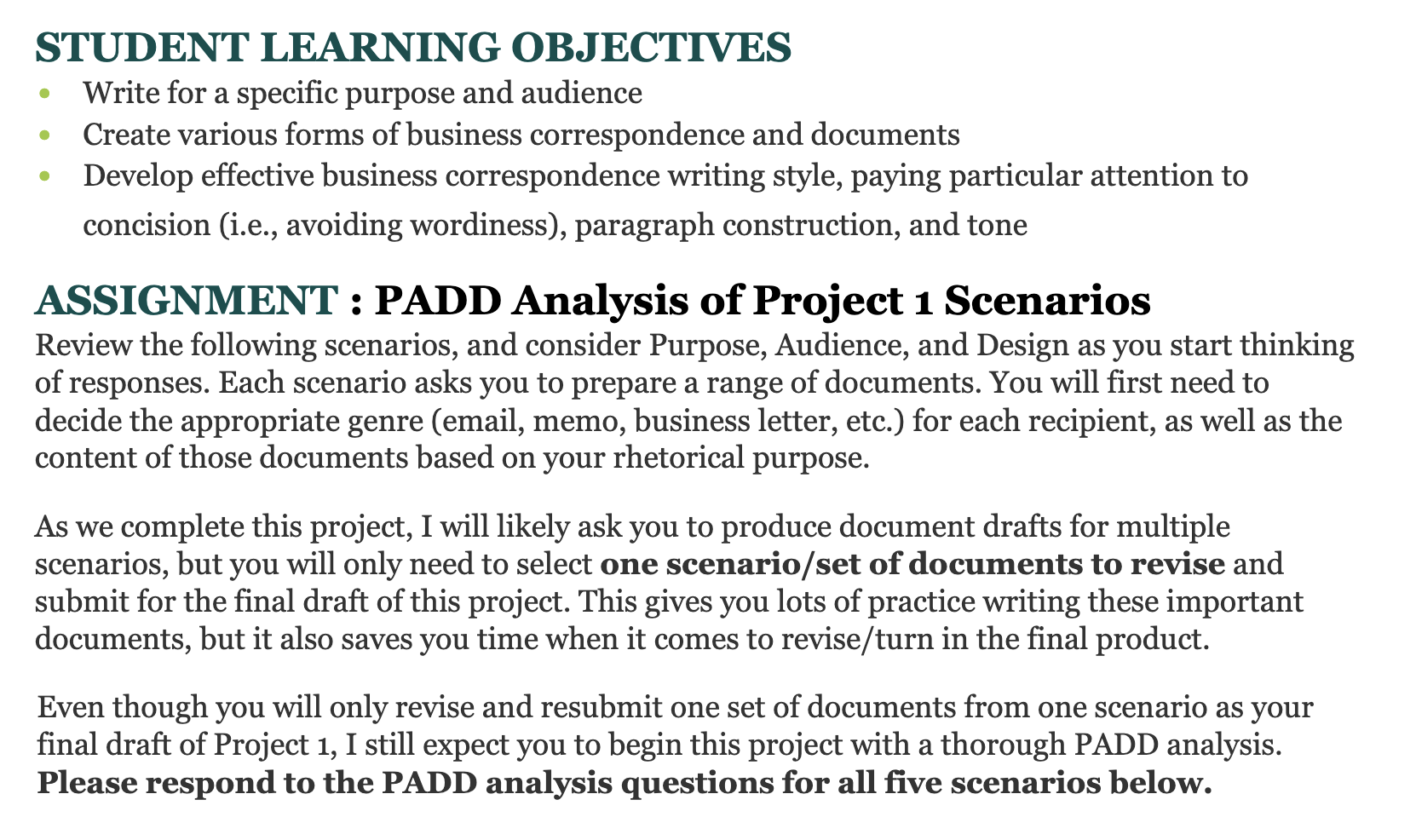 STUDENT LEARNING OBJECTIVES Write for a specific