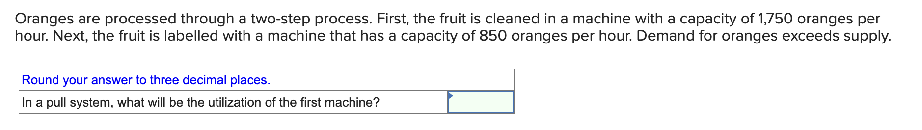 Oranges are processed through a two-step process.