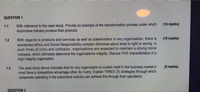 QUESTION 1 1.1 (14 marks) With reference to the
