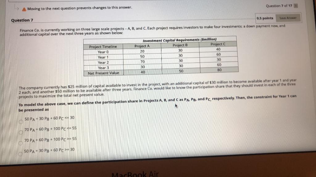 A Moving to the next question prevents changes to