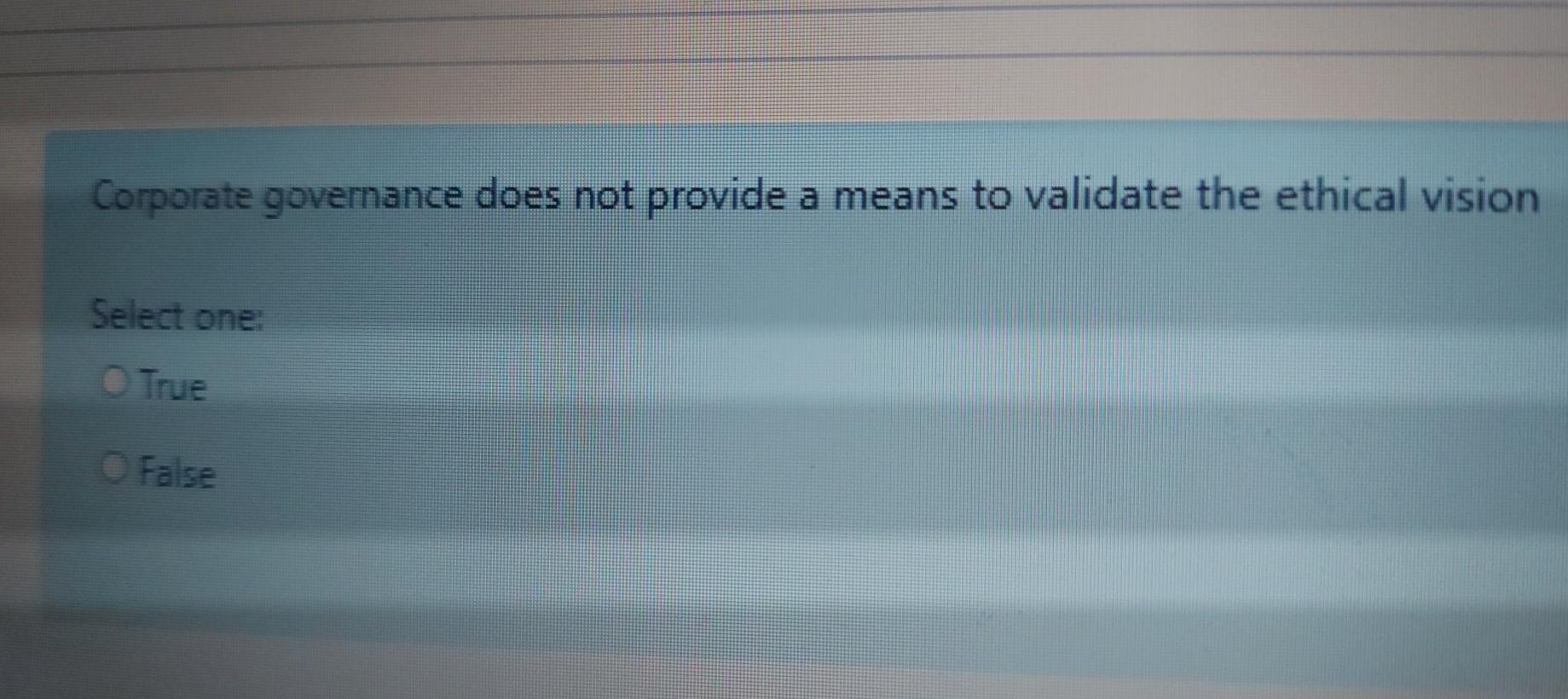Corporate governance does not provide a means to
