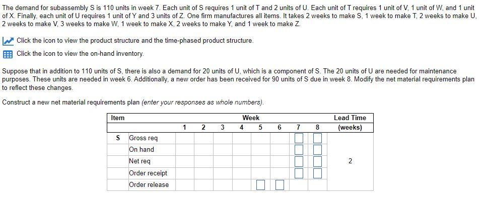 Construct a new net material requirements plan