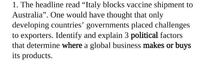 this is question of global marketing 1. The