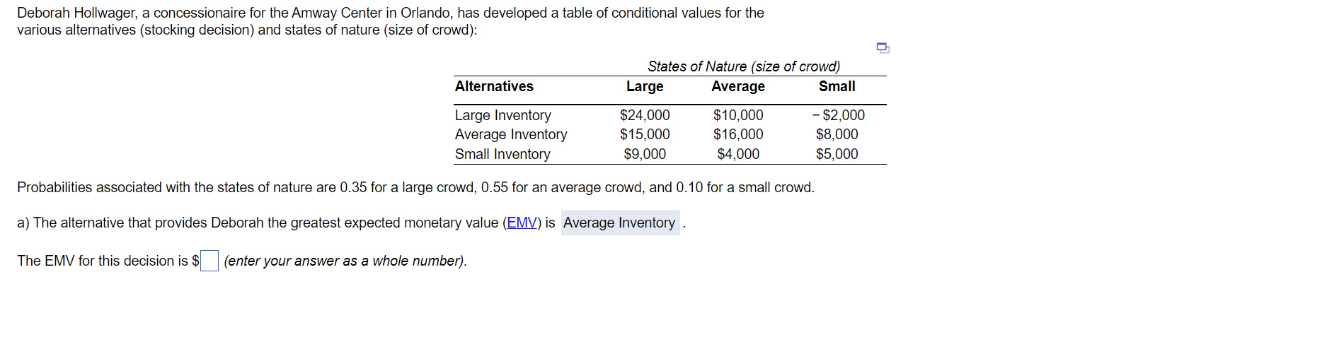 Deborah Hollwager, a concessionaire for the Amway