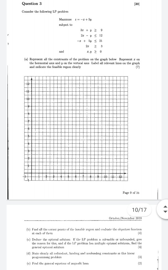 (20) Question 3 Consider the following LP problem