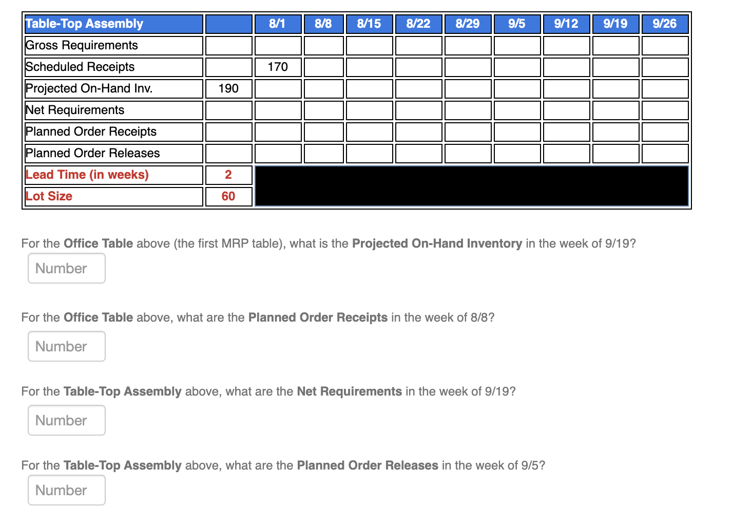 Bill of Material for Office Table Table Final