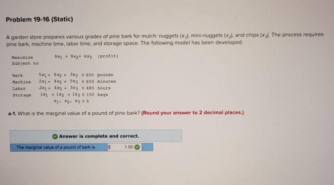 Need A-2 Problem 19-16 (Static) A garden store