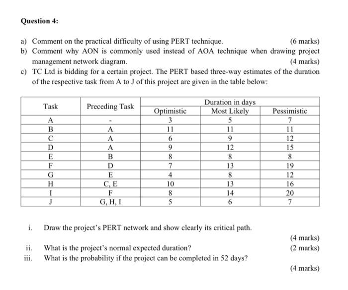 Question 4: a) Comment on the practical