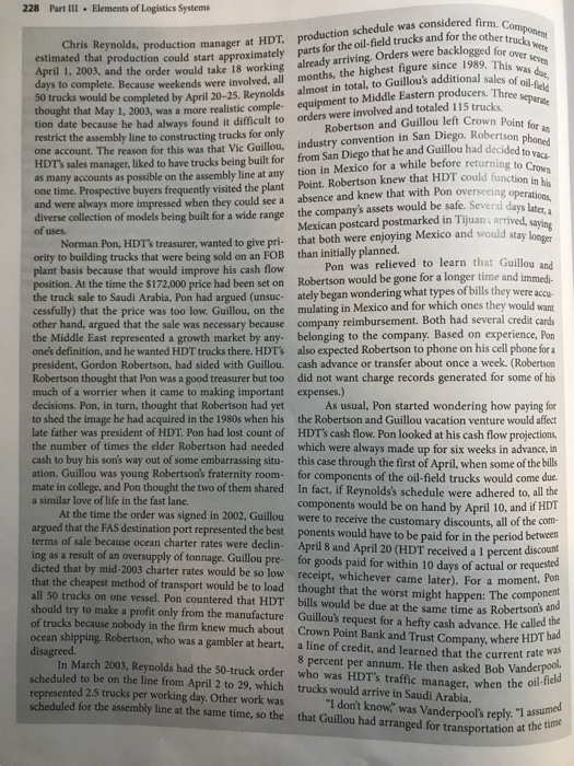 This question is from Contemporary Logistics 11th