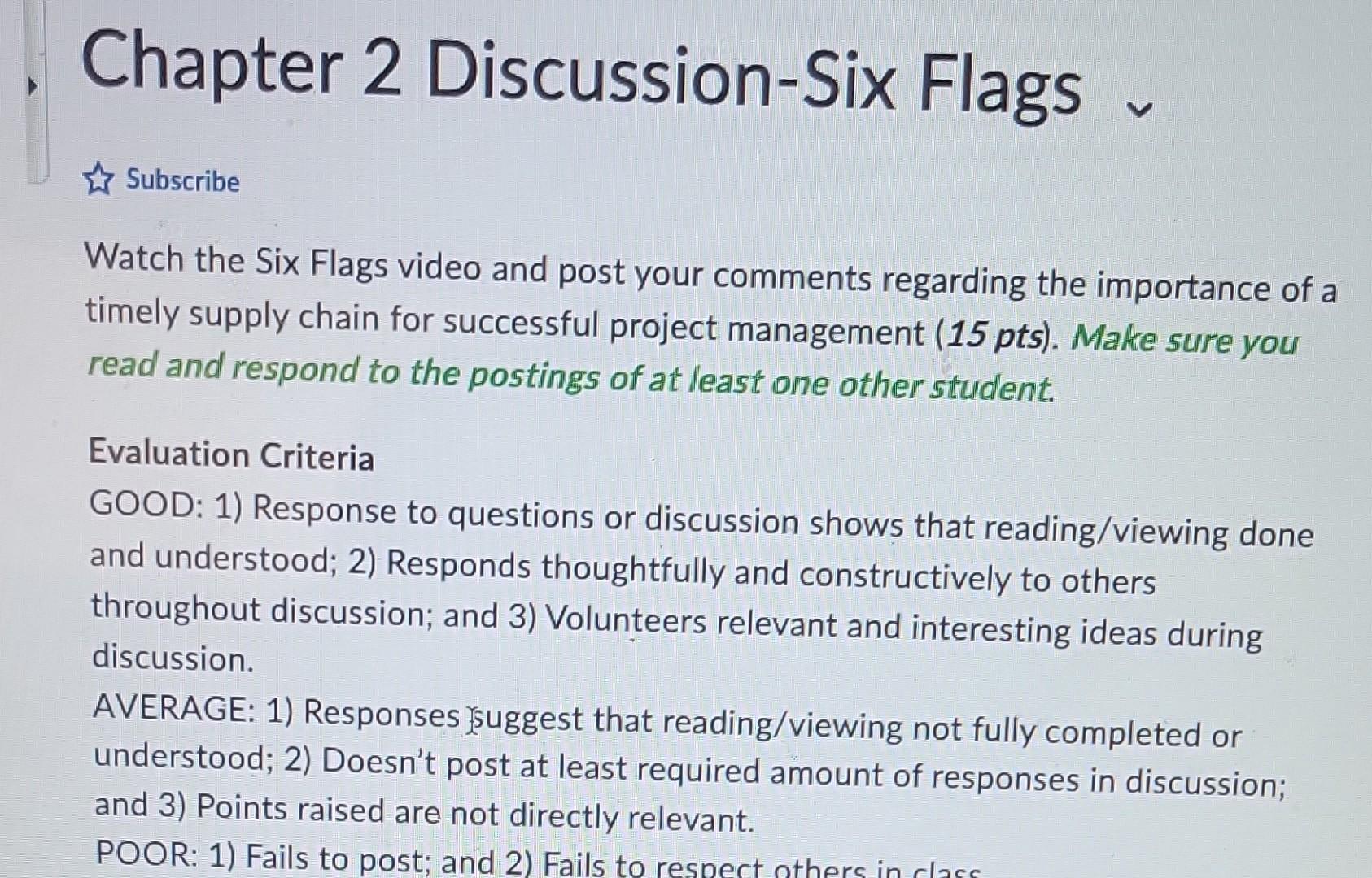 Chapter 2 Discussion-Six Flags Subscribe Watch