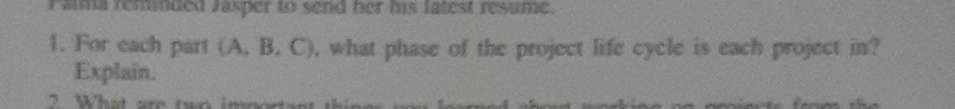 please help 1. For each part (A. B. C). what