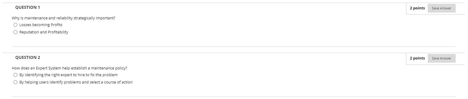 QUESTION 1 2 points Save Answer Why is