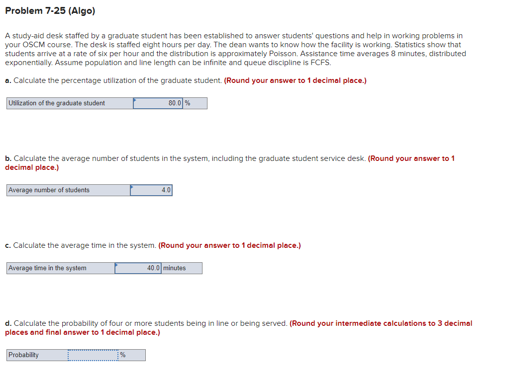 HELP WITH D PLEASE! Problem 7-25 (Algo) A