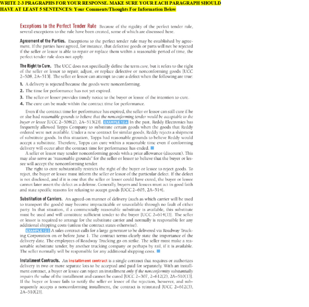 WRITE 2-3 PRAGRAPHS FOR YOUR RESPONSE. MAKE SURE