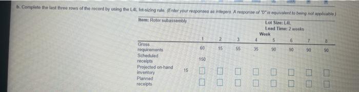 The partially completed inventory record for the